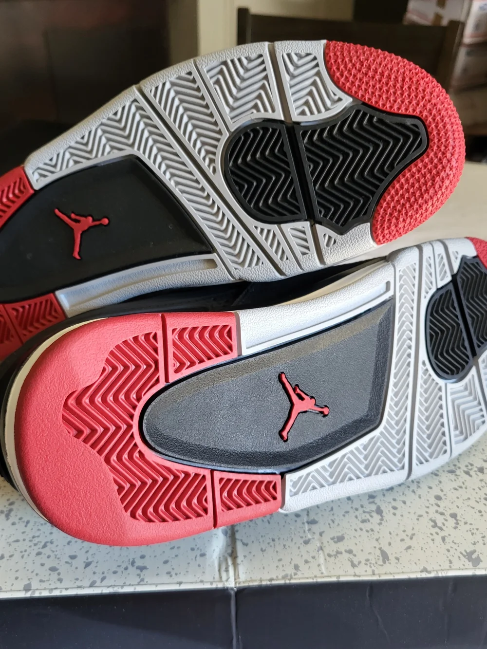 *NEW* Jordan Air Force 4 RM Black/Varsity Red-Wolf Grey Men's Size 8.5 Women 10